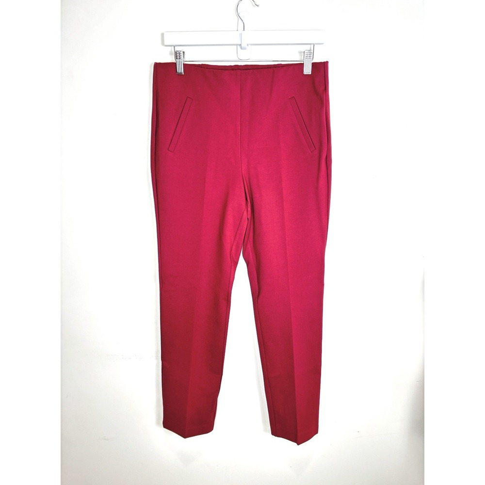 Chicos Size 1 Cranberry Red Mid Rise Slim Stretch Ponte Chino Pants US 8